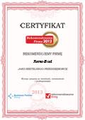 Certyfikat Rekomendowna Firma 2013